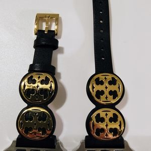 Tory Burch Iwatch Leather Band fits 44mm women's Apple Watch black and gold